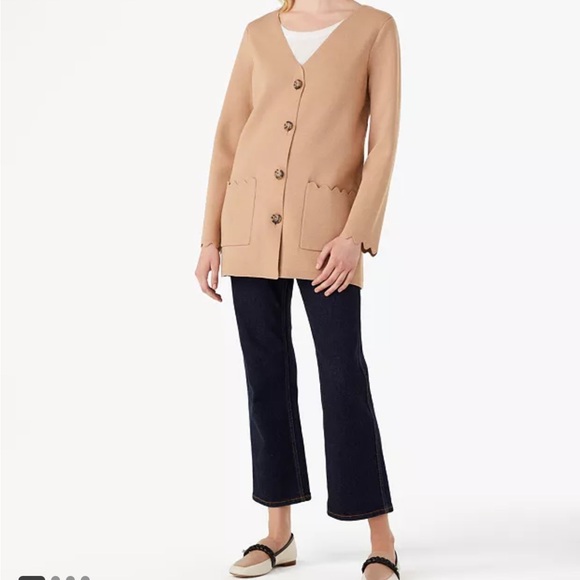 Kate Spade Scalloped Sweater Blazer - Camel Color, Size Small - Picture 4 of 4